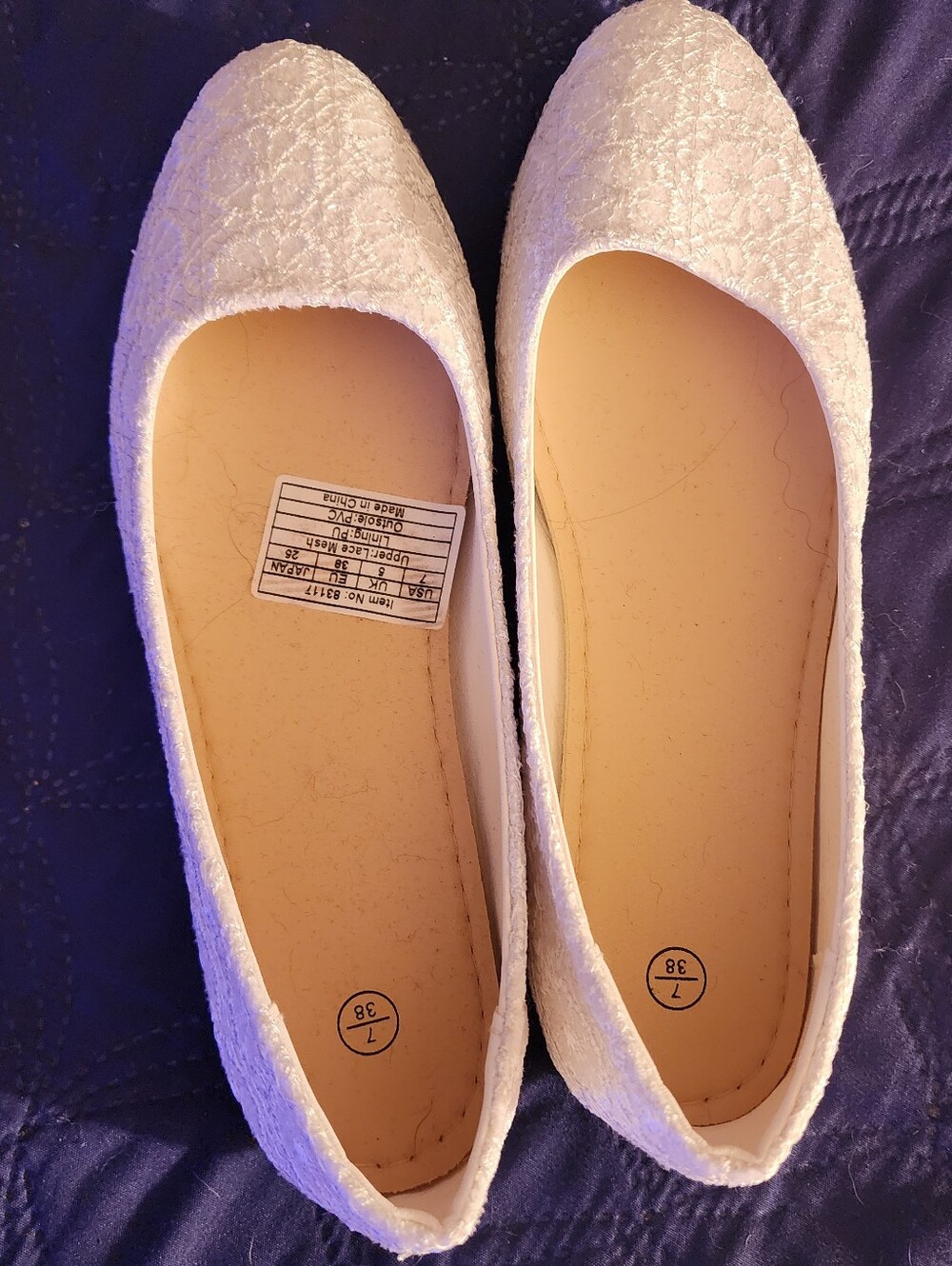 NEW White Lace Mesh Ballet Flats Women’s Size 7